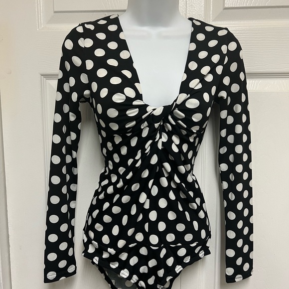 GINGER Black/White Polka Dot Bodysuit - Picture 7 of 8